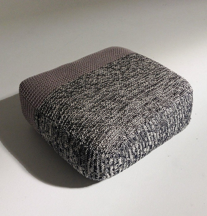 Handmade Knitted Floor Cushion | Mottled Grey & Ashes Of Roses