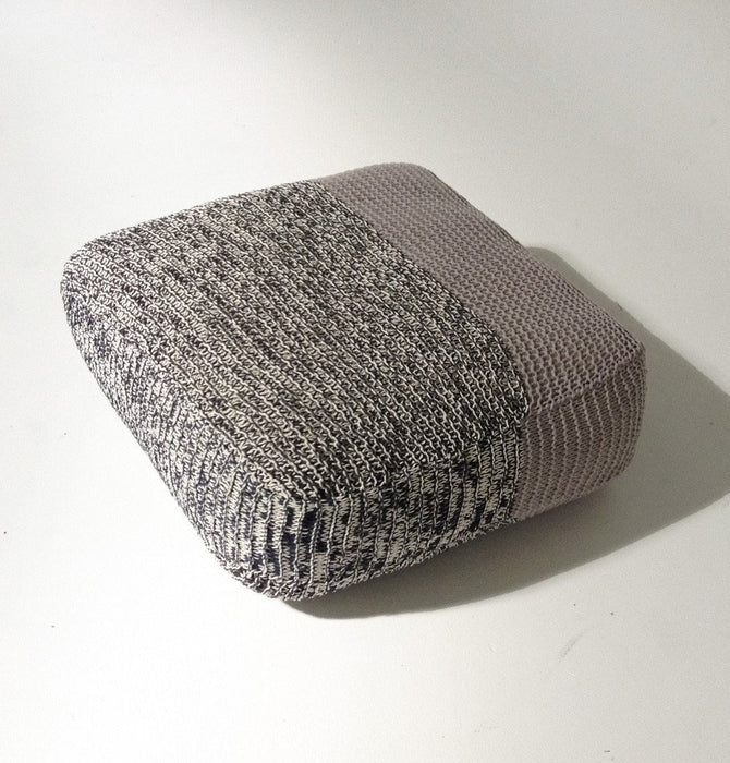 Handmade Knitted Floor Cushion | Mottled Grey & Ashes Of Roses