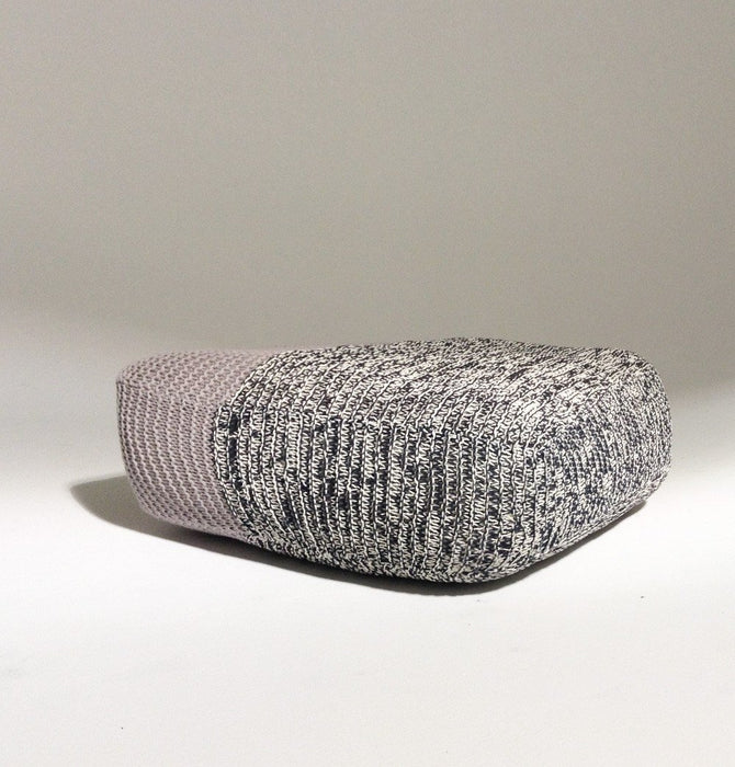 Handmade Knitted Floor Cushion | Mottled Grey & Ashes Of Roses