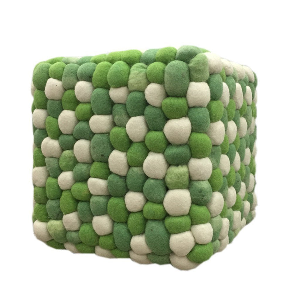 Handmade Woolen Pebble Pouf | Green